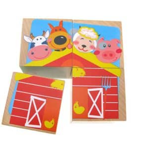 פאזל 4 קוביות מעץ בקופסא