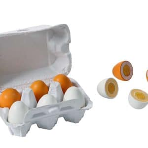 6 ביצים מעץ לחיתוך במגש ביצים