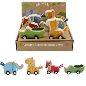 חיות על גלגלים עם מנגנון משיכה לאחור